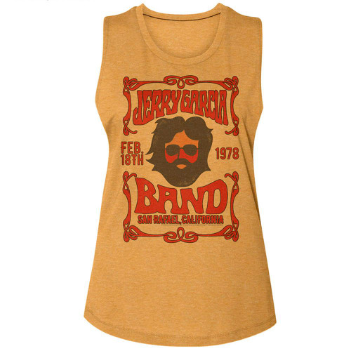 Jerry Garcia Grateful Dead Art Noveau Ornamental Antique Gold Women's Muscle Tank Top