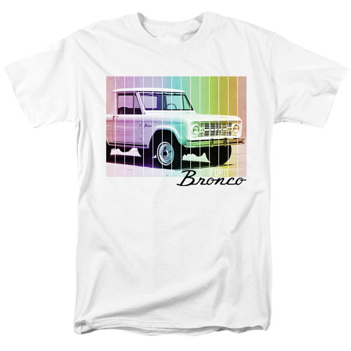 Ford Bronco Retro Rainbow Adult 18/1 T-Shirt White