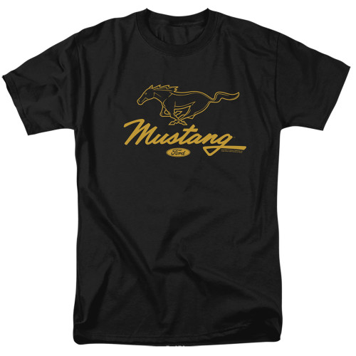 Ford Mustang Pony Script Adult 18/1 T-Shirt Black
