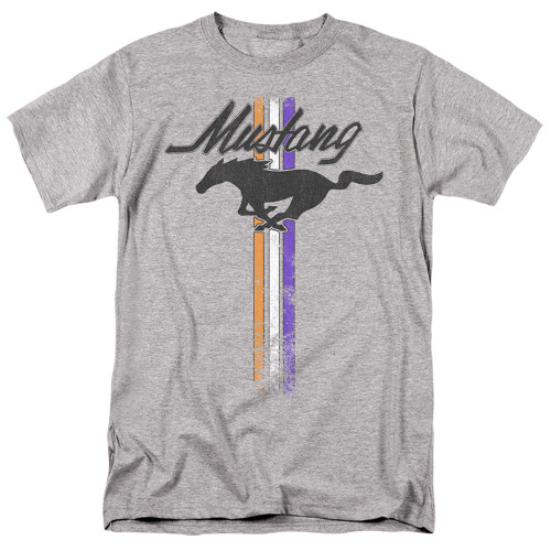 Ford Mustang Mustang Stripes Adult 18/1 T-Shirt Athletic Heather