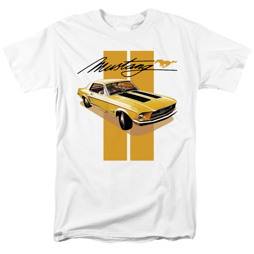 Ford Mustang Stang Stripes Adult 18/1 T-Shirt White
