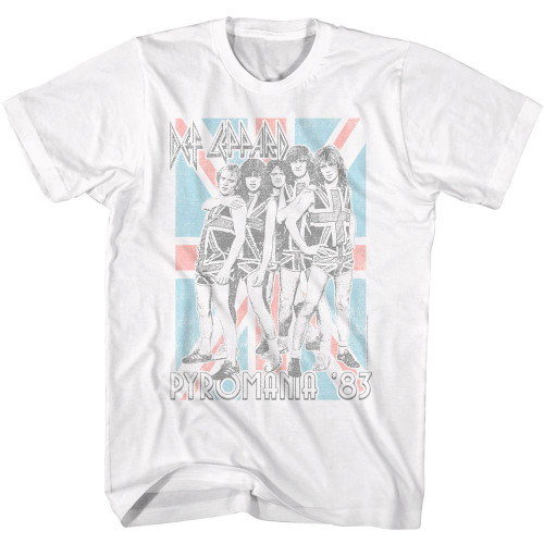 Def Leppard Pyromania Flag White Adult T-Shirt