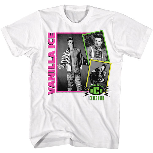 Vanilla Ice Neon Collage White Adult T-Shirt