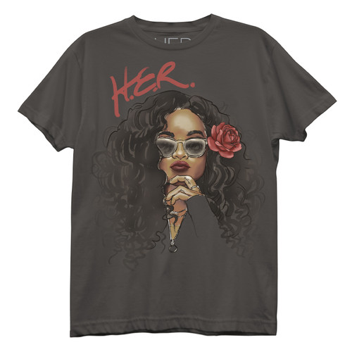 H.E.R. Style Portrait Junior Women's Charcoal T-Shirt