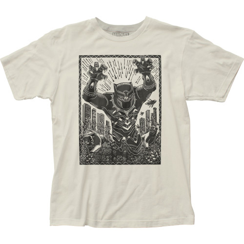 Black Panther Woodcut Fitted Jersey T-Shirt