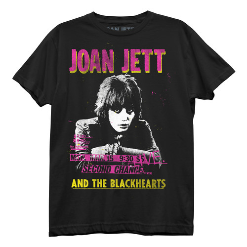 Joan Jett Pink Text Junior Women's T-Shirt Black