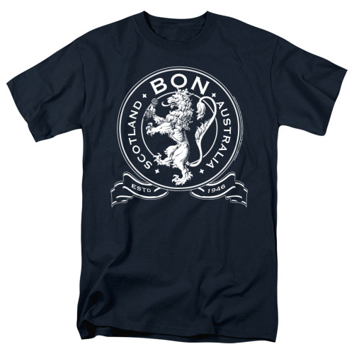 Bon Scott AC/DC Bon Crest 1946 Adult 18/1 T-Shirt Navy