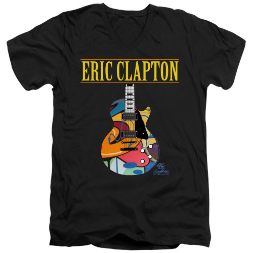 Eric Clapton Graffiti Guitar Adult V-Neck 30/1 T-Shirt Black