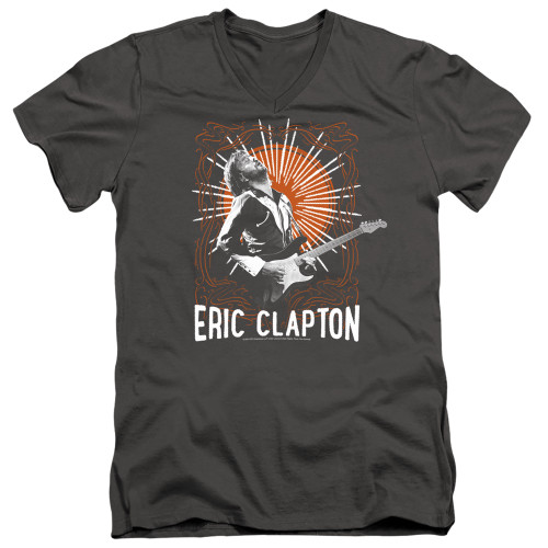 Eric Clapton Guitar Passion Adult V-Neck 30/1 T-Shirt Charcoal