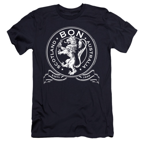 Bon Scott AC/DC Bon Crest 1946 Premium Slim 30/1 T-Shirt Navy