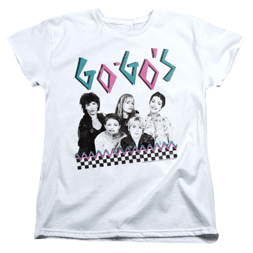 The Go-Go's Checkered Logo Women's T-Shirt White