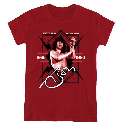 Bon Scott AC/DC Label Women's T-Shirt Cardinal