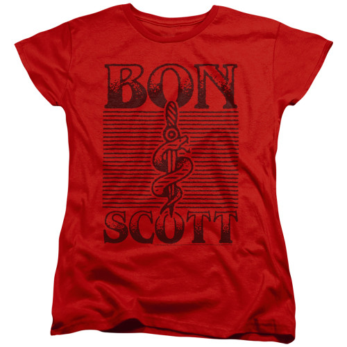 Bon Scott AC/DC Dagger Women's T-Shirt Red