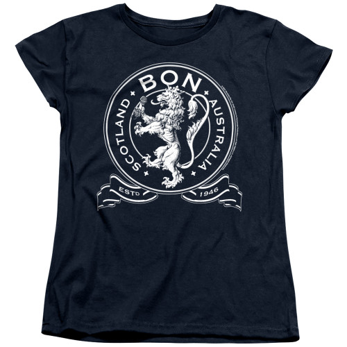 Bon Scott AC/DC Bon Crest 1946 Women's T-Shirt Navy