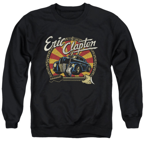 Eric Clapton Cars and Guitars Adult Crewneck Sweatshirt Black