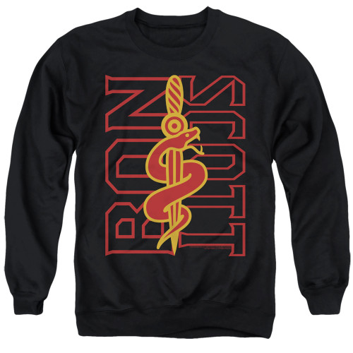 Bon Scott AC/DC Dagger and Serpent Adult Crewneck Sweatshirt Black