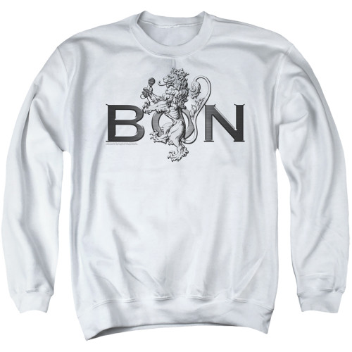 Bon Scott AC/DC Bon Crest Adult Crewneck Sweatshirt White