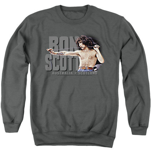 Bon Scott AC/DC Shirtless Adult Crewneck Sweatshirt Charcoal