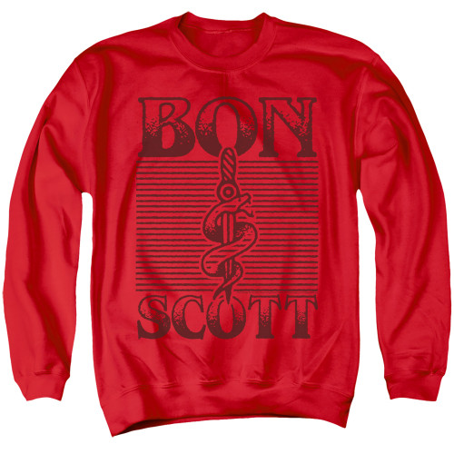 Bon Scott AC/DC Dagger Adult Crewneck Sweatshirt Red