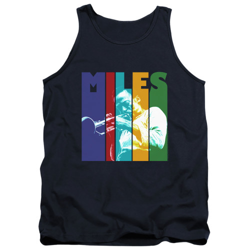 Miles Davis Miles Davis Lines Adult Tank Top T-Shirt Navy