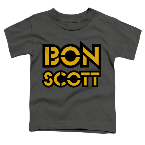 Bon Scott AC/DC Stencil Logo Toddler T-Shirt Charcoal