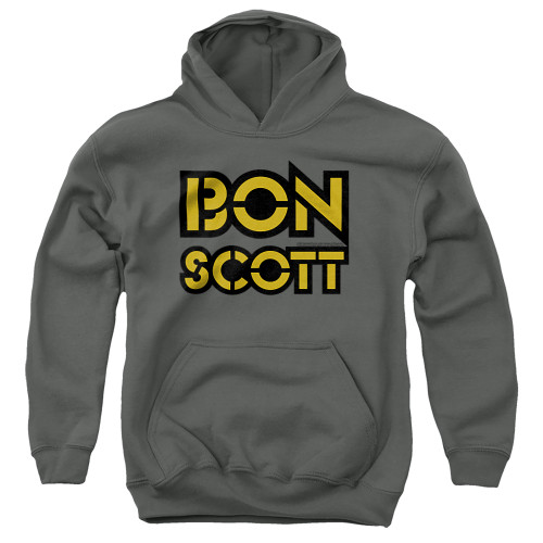 Bon Scott AC/DC Stencil Logo Youth Pullover Hoodie Sweatshirt Charcoal