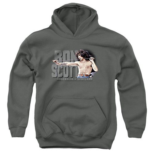 Bon Scott AC/DC Shirtless Youth Pullover Hoodie Sweatshirt Charcoal