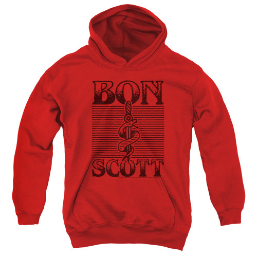 Bon Scott AC/DC Dagger Youth Pullover Hoodie Sweatshirt Red
