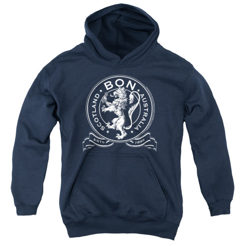 Bon Scott AC/DC Bon Crest 1946 Youth Pullover Hoodie Sweatshirt Navy