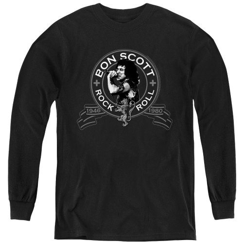 Bon Scott AC/DC Seal Youth Long Sleeve T-Shirt Black