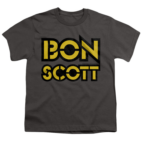 Bon Scott AC/DC Stencil Logo Youth T-Shirt Charcoal
