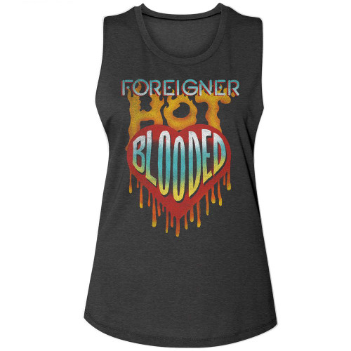 Foreigner Hot Blooded Charcoal Women's Muscle Tank Top T-Shirt
