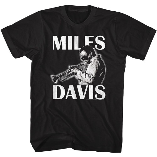 Miles Davis Playing The Trumpet Black Adult T-Shirt