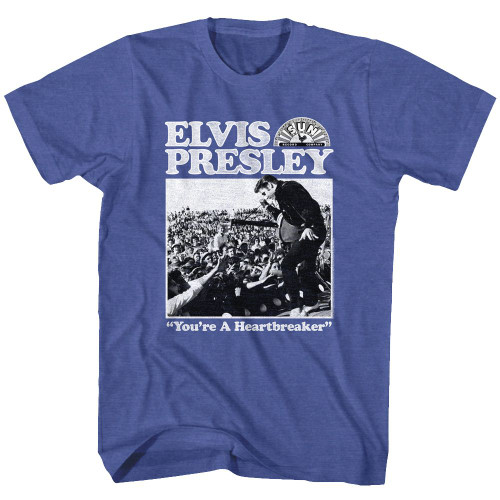 Elvis Presley Sun Records Heartbreaker Royal Heather Adult T-Shirt