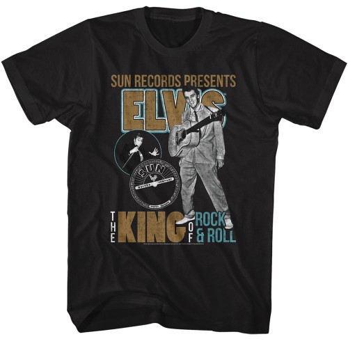Elvis Presley Sun Records King of Rock and Roll Black Adult T-Shirt