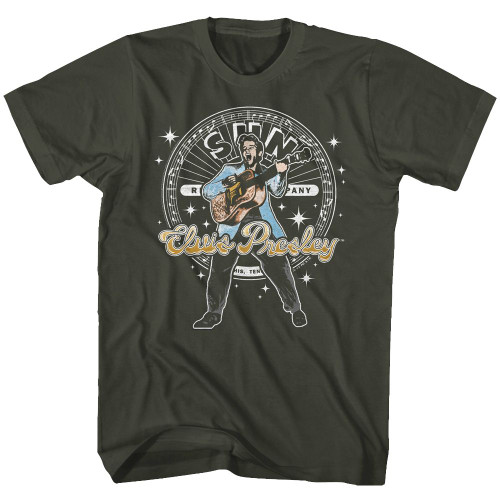 Elvis Presley Sun Records Circle and Sparkles Smoke Adult T-Shirt