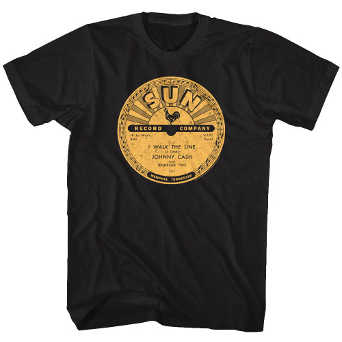 Sun Records I Walk The Line Johnny Cash Black Adult T-Shirt