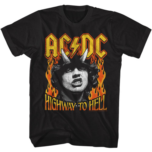 AC/DC Highway To Hell Fire Black Adult T-Shirt