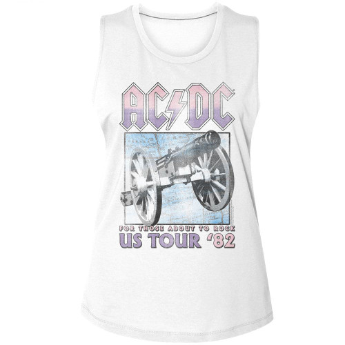 AC/DC Those About To Rock Tour White Women's Muscle Tank Top T-Shirt