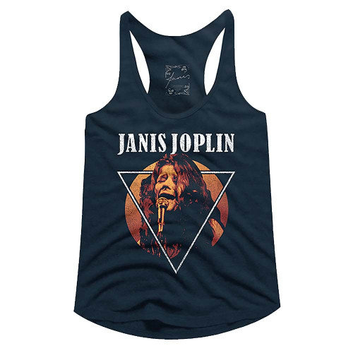 Janis Joplin Sing Triangle Midnight Navy Women's Racerback Tank Top T-Shirt