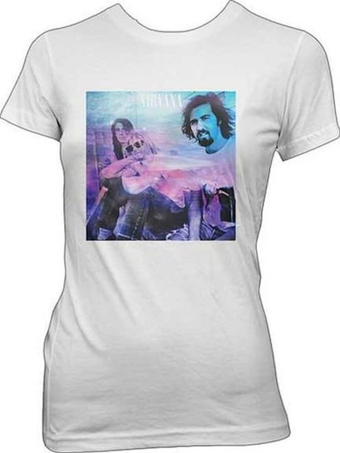 Nirvana Sitting Color Wash Photo Junior Women's T-Shirt