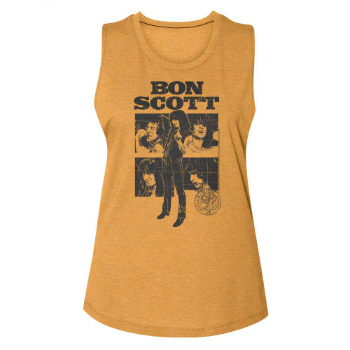 Bon Scott AC/DC Collage Antique Gold Women's Muscle Tank Top T-Shirt