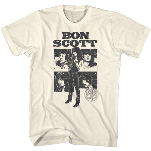Bon Scott AC/DC Collage Natural Adult T-Shirt
