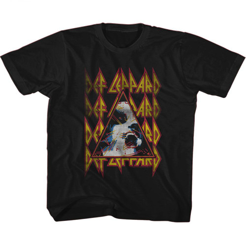 Def Leppard Hysteria Face and Logos Black Toddler T-Shirt