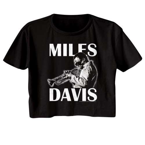 Miles Davis Playing The Trumpet Black Women's Festival Cali Crop T-Shirt