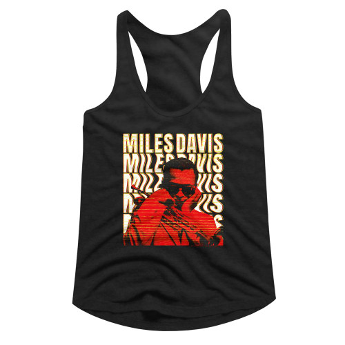 Miles Davis Warped Text Black Women's Slim Fit Racerback Tank Top