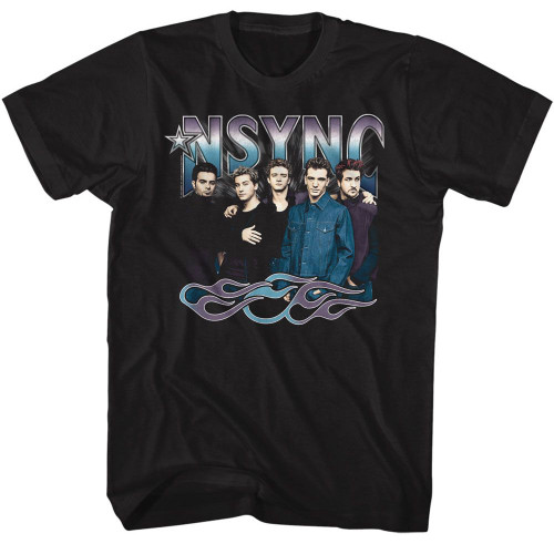 NSYNC Cool Tones and Flames Black T-Shirt