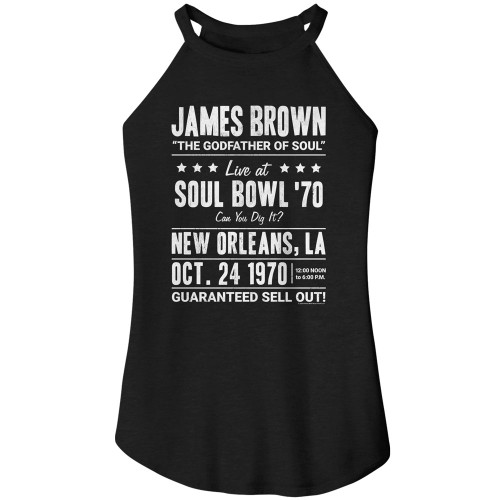 James Brown Soul Bowl 1970 Black Women's Sleeveless Rocker Tank Top