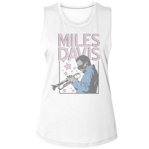Miles Davis Stars and Rectangle White Women's Muscle Tank Top