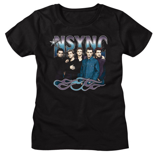 NSYNC Cool Tones and Flames Black Women's T-Shirt